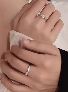 925银一见钟情情侣戒指简约小众设计求婚结婚对戒表白女友礼物