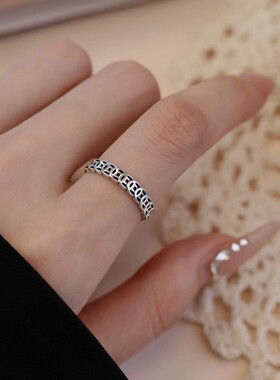 复古戒指招财聚财钱币个性设计简约小众开口转运指环潮