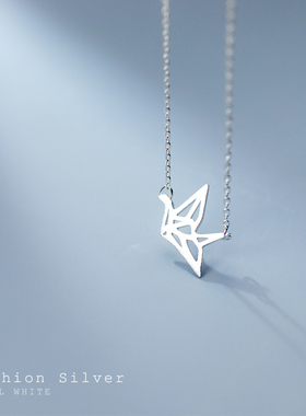 日系千纸鹤少女风镂空拉丝锁骨链