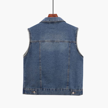 Retro denim vest ແມ່ຍິງສັ້ນບາງໆ 2024 ພາກຮຽນ spring ແລະດູໃບໄມ້ລົ່ນສະບັບພາສາເກົາຫຼີວ່າງ sleeveless ripped vest vest ຂະຫນາດໃຫຍ່ trendy