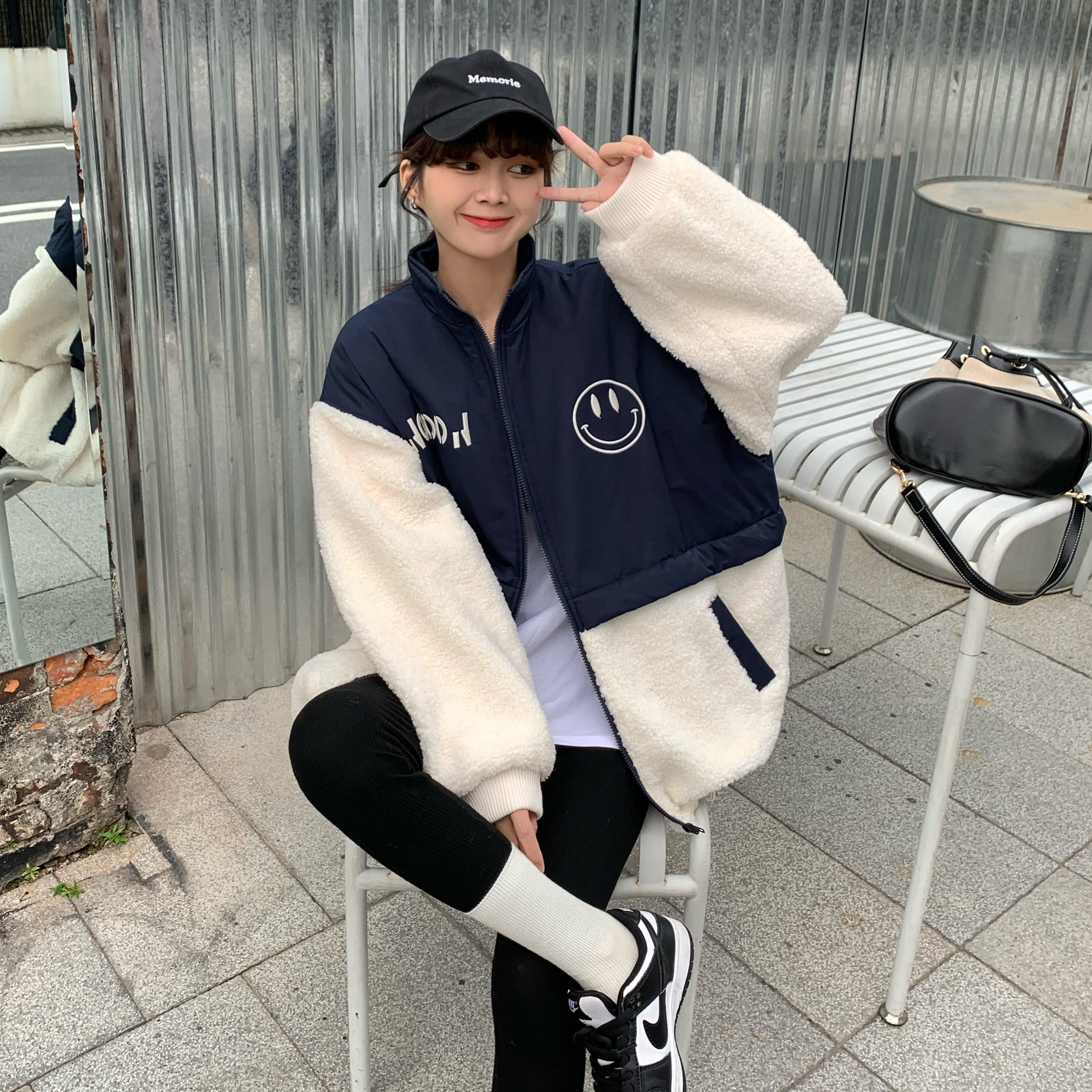 羊羔毛拼接2022年新款冬季ins棉服 lk2003短外套