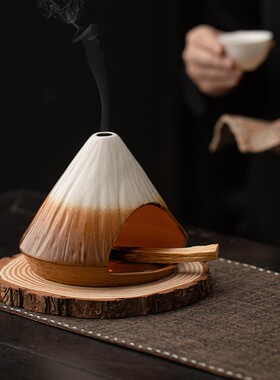 秘鲁圣木壁炉鼠尾草熏香炉雪松托盘架家用水晶陶瓷香薰炉