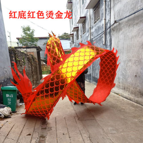 广场舞健身龙舞龙运动飞龙甩龙飘带彩带龙头单人舞龙甩龙龙布道具 - 图0