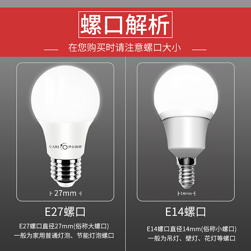 开尔照明led灯泡E27螺口3W5W8W10W15W家用养殖用超亮节能护眼球泡 - 图0