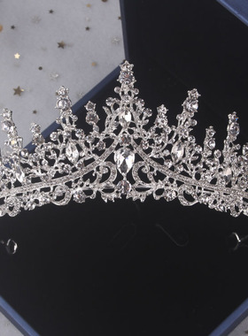 热卖新娘套链结婚饰品欧式大皇冠婚纱水钻项链耳环三件套晚礼服女