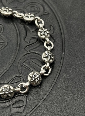 做旧手链男泰银情侣一对欧美嘻哈潮简约冷淡风手饰女夏小众设计感