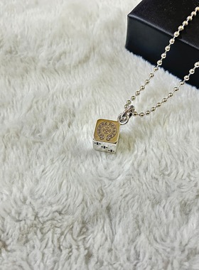 2025做旧款潮流骰子项链欧美复古朋克泰银男女情侣做旧风格毛衣链