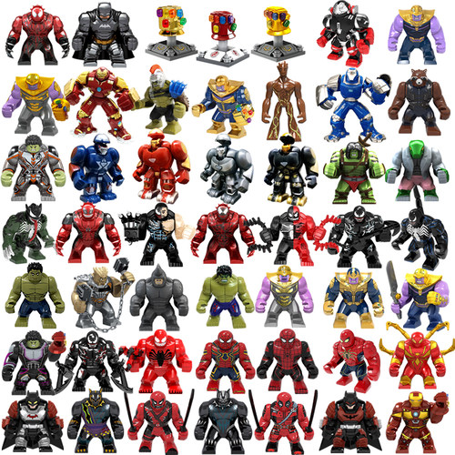 超级英雄复仇者联盟毒液灭霸积木大人仔偶钢铁侠拼装男孩手办玩具 - 图0