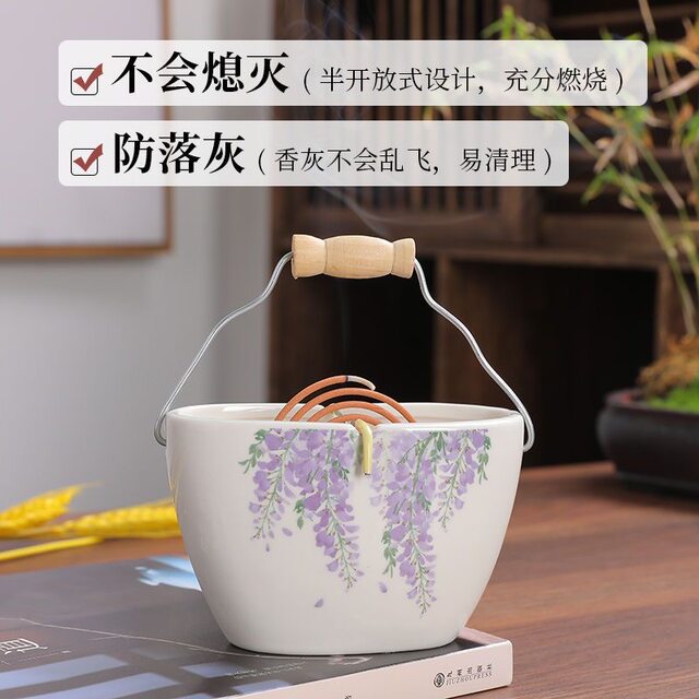 ເຄລາມິກໃຫຍ່ sandalwood burner ທູບ mosquito coil ຖືຂີ້ເທົ່າຕ້ານແມງວັນ