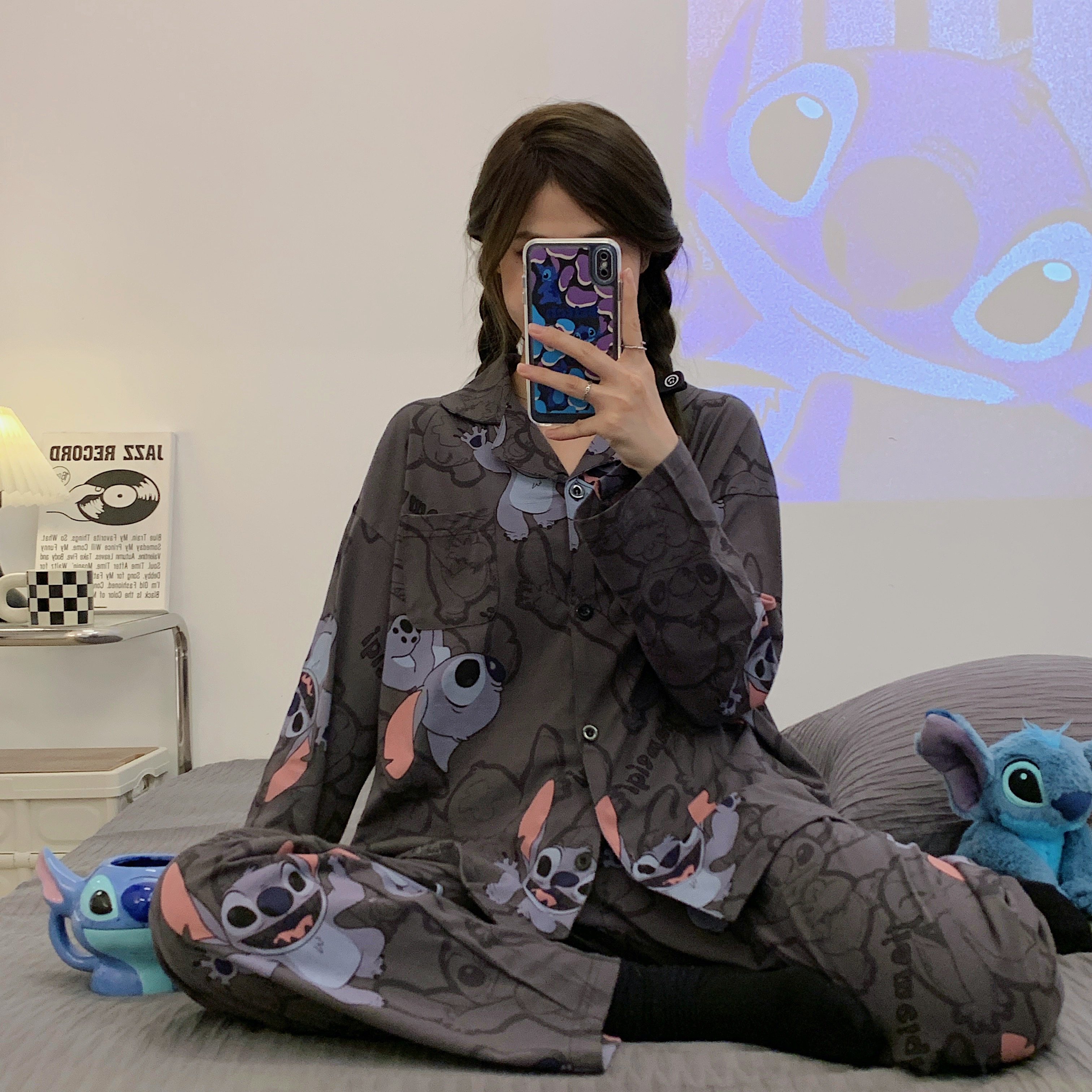 情侣纯棉史迪仔卡通睡衣春夏季长袖套装女生可爱休闲迪士尼家居服,淘宝优惠券,粉丝福利购,淘宝优惠卷