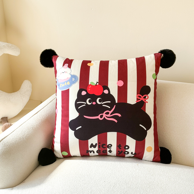 可爱卡通毛球抱枕被子两用办公室午睡毯空调被车载枕头靠二合一夏 - 图3