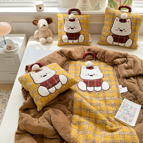 卡通抱枕被子两用加厚牛奶绒办公室午睡枕头被子二合一汽车可折叠 - 图2