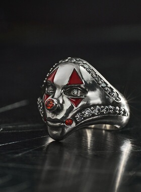 欧美风暗黑系黑色星期五杰森面具戒指男女复古骷髅开口指环万圣节