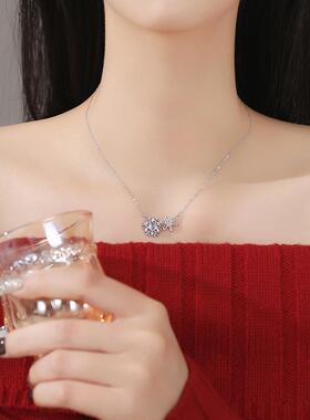 新款雪花冰晶星芒项链女百搭小众设计轻奢款锁骨链圣诞节新年礼物