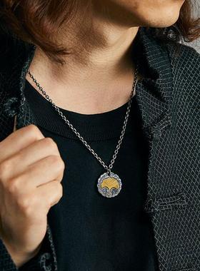 新款复古小众设计三生有幸吊坠男女款杏叶项链高级感国风个性礼物