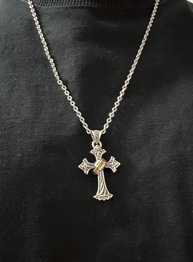 欧美简约嘻哈守护十字架吊坠男女款复古个性荆棘项链生命之树配饰