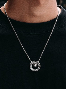 国潮古风太极八卦双环吊坠潮男生圆环高级感复古项链痞帅独特设计
