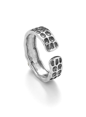 欧美复古羽毛锤击纹男士指环