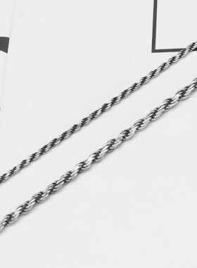 项链925纯银邓为同款麻花链男女