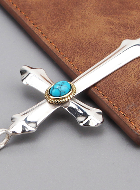 925纯银镶松石十字架吊坠