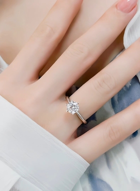 足银999莫桑石1克拉情侣对戒