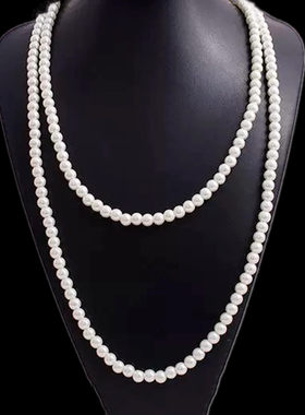 复古多层玻璃珍珠项链长款毛衣链