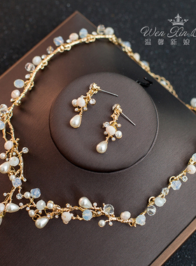 新款彩色水晶钻手工串珠礼服项链