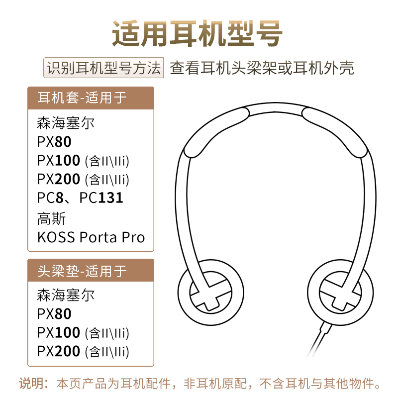 适用森海塞尔PX200耳机套PX100头梁垫PX80皮套KOSS PP耳罩PC8配件 - 图1