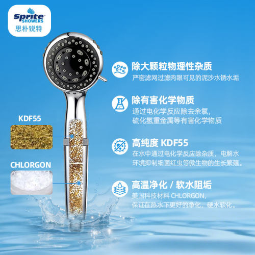 美国sprite硬水软化过滤花洒喷头kdf除氯软水净水淋浴莲蓬头 - 图0