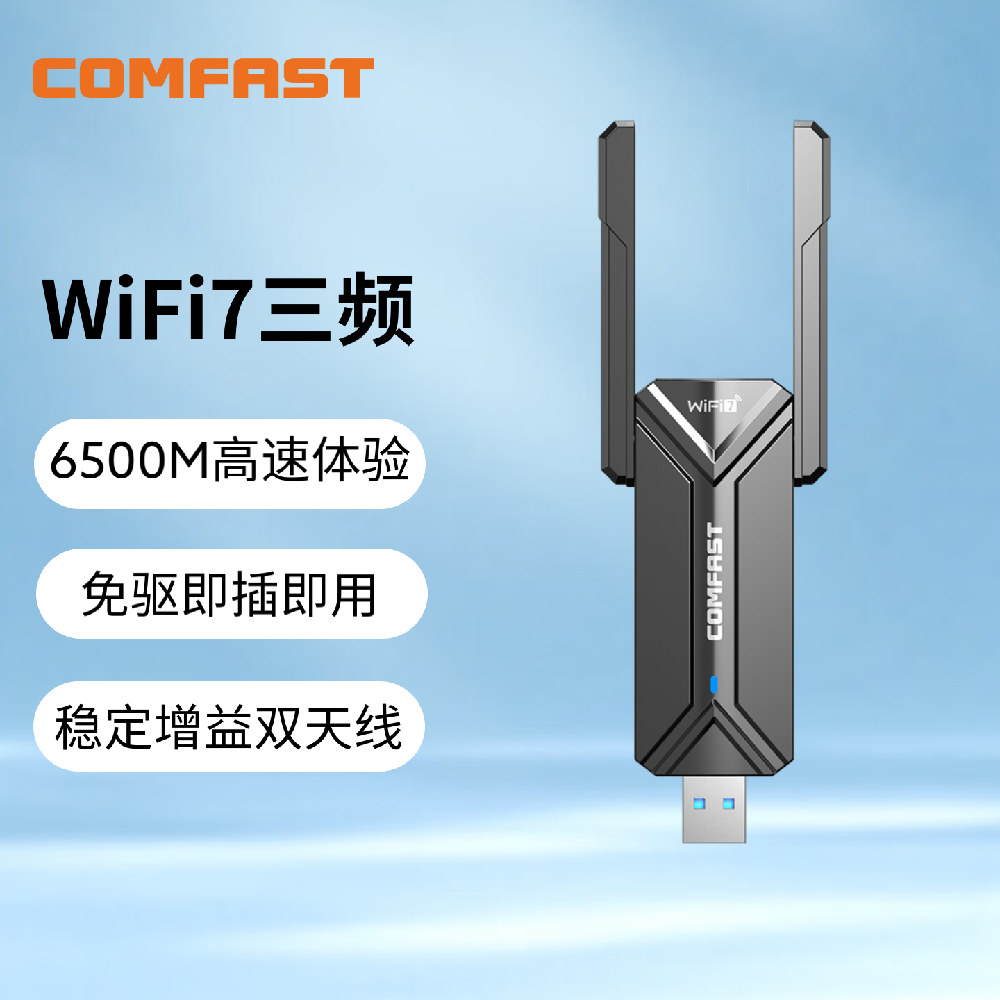 COMFAST 6500M三频无线网卡WiFi 7 免驱动千兆台式机笔记本接收器发射器大功率CF-983BE - 图2