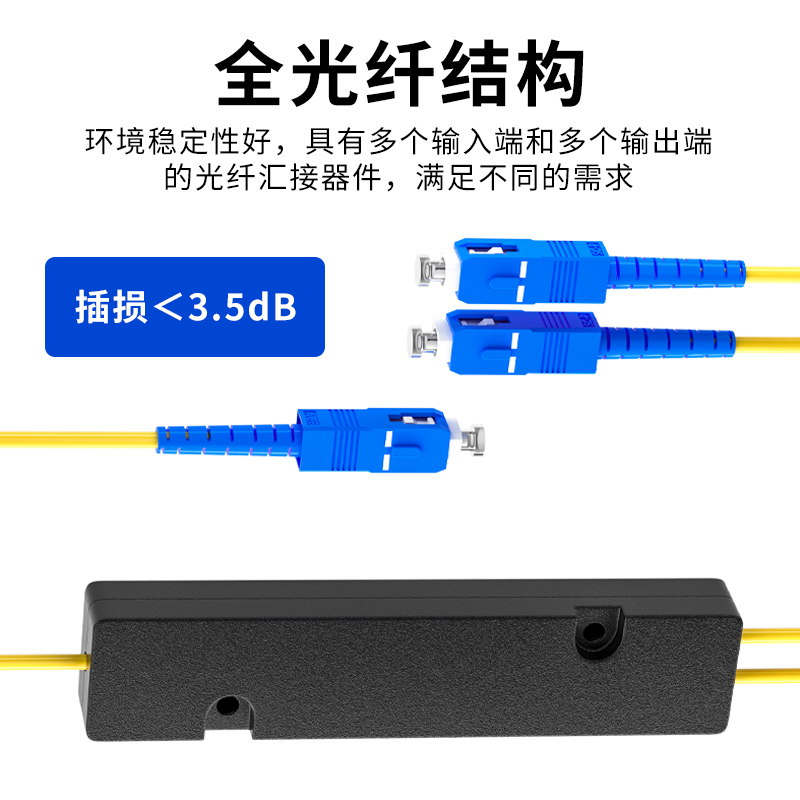 YOUYSI 分光器1分2光纤分路器SC 一分二尾纤式FC1比2电信级SC1:2联通移动电信通用可定制 - 图0