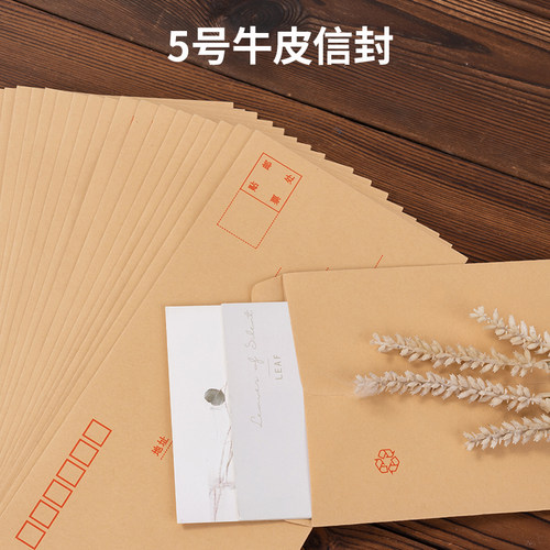 得力5#牛皮纸信封5号中号简约加厚信笺纸3423邮政信封 - 图1