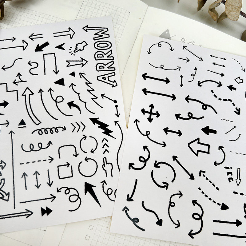 黑白箭头元素对话框装饰贴纸书写纸材质手帐日记本拼贴素材贴画,淘宝优惠券,粉丝福利购,淘宝优惠卷