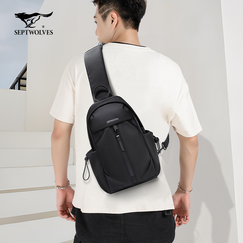 七匹狼胸包男士2023春夏新款斜挎包 septwolves瑞客男士包袋