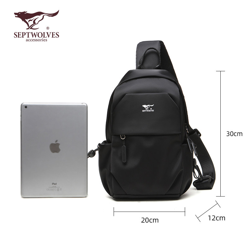 七匹狼胸包男士尼龙布挎肩包斜挎包 septwolves瑞客男士包袋