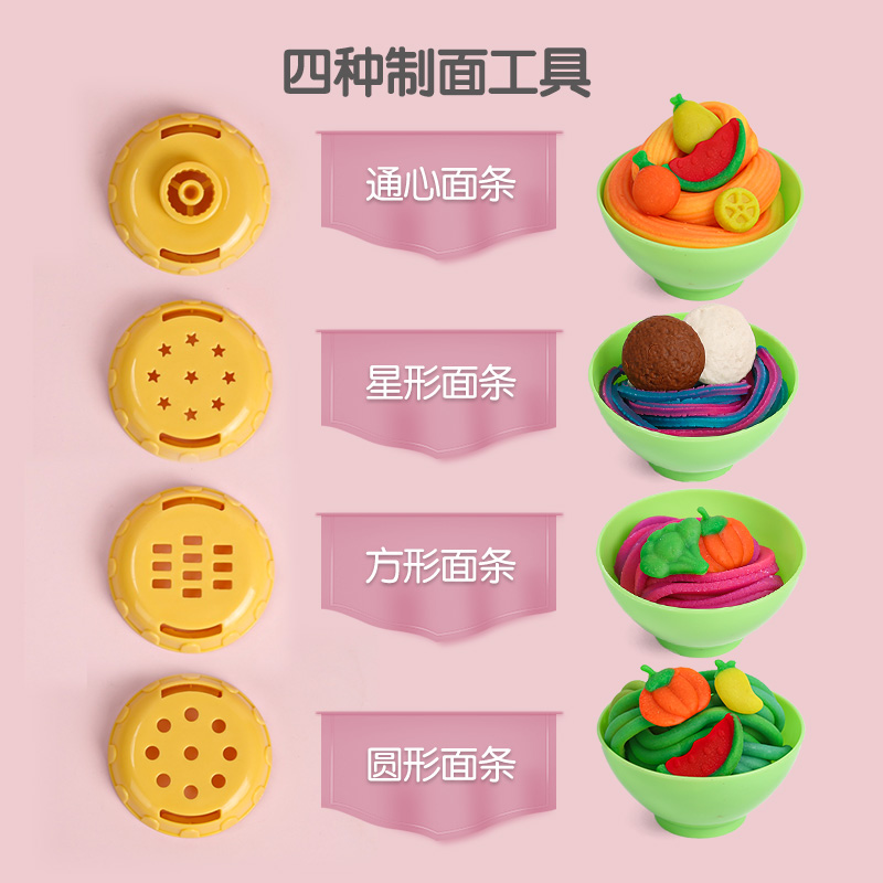 知临母婴专营店儿童彩泥小猪面条机玩具无毒橡皮泥模具工具套装手工制作粘土女孩2