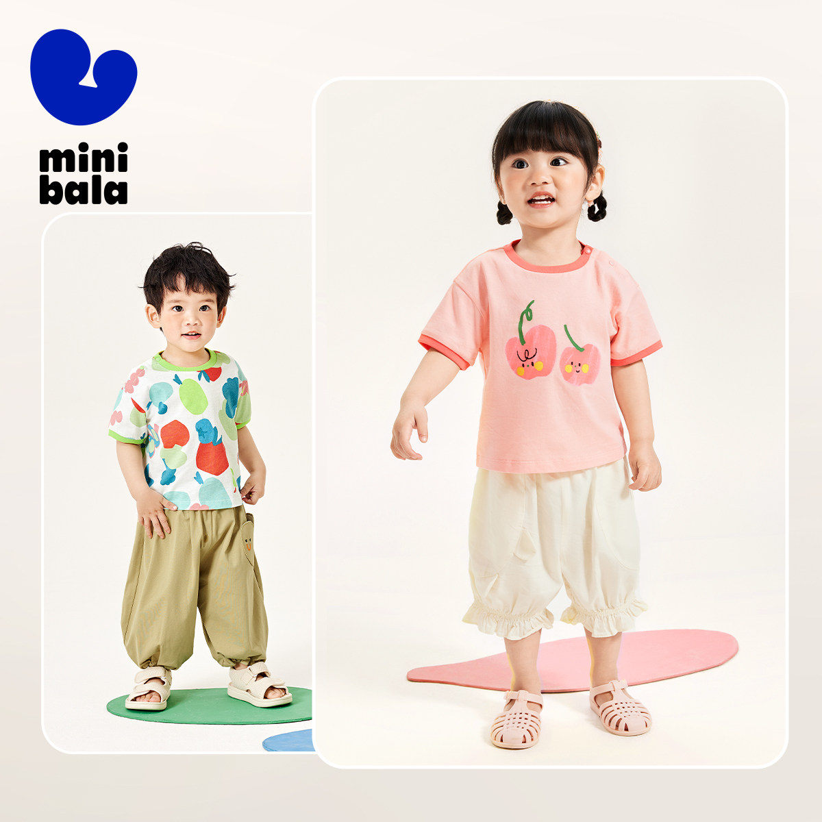 迷你巴拉巴拉男童女童短袖T恤速干凉感抑菌萌趣宝宝水果短袖T恤