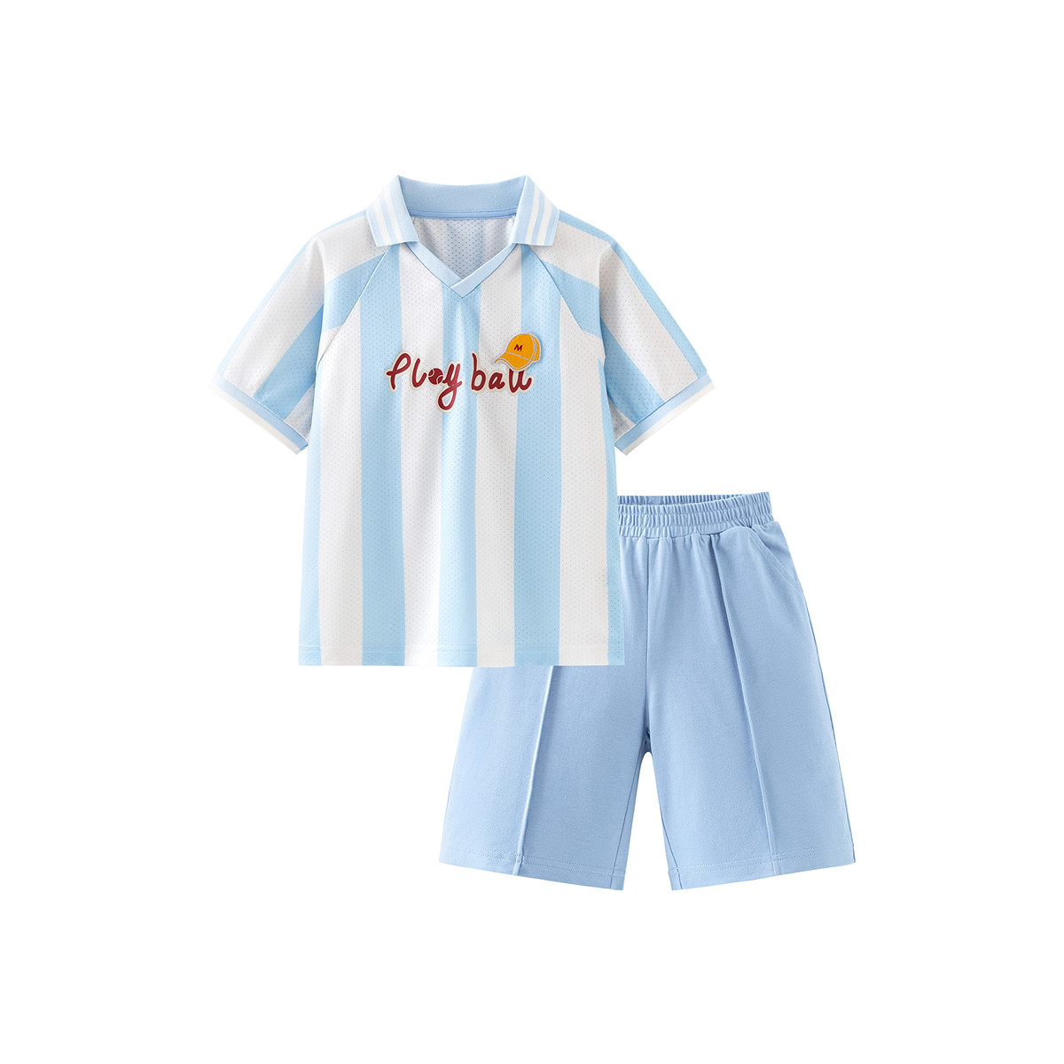 迷你巴拉巴拉运动套装男童宝速干透气宝网眼不闷汗复古条纹夏季,淘宝优惠券,粉丝福利购,淘宝优惠卷