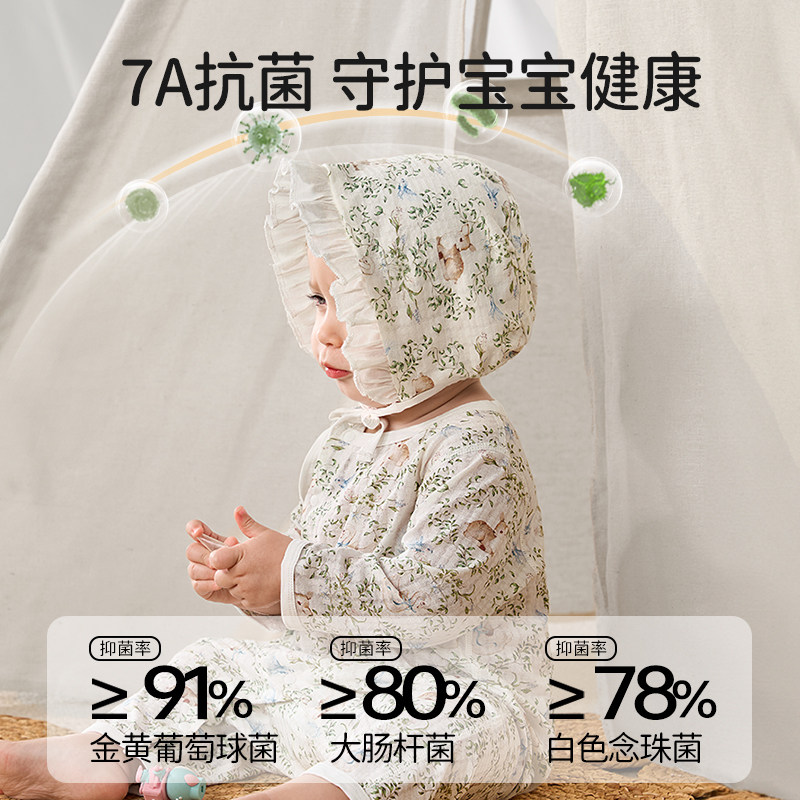 欧孕婴儿连体衣夏季薄款新生男女宝宝纯棉哈衣睡衣空调服长袖爬服