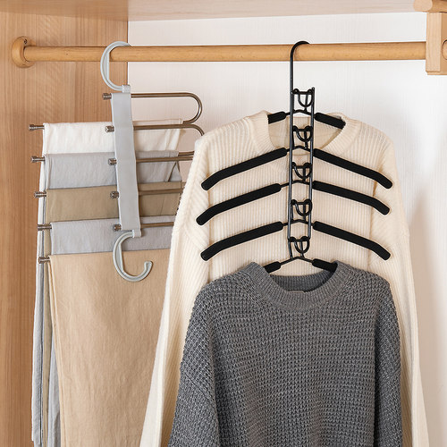 多功能多层折叠裤子衣架家用挂衣服架子衣柜收纳神器裤架专用挂钩 - 图1