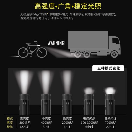 Garmin佳明Varia UT800智能自行车照明车灯户外骑行装备前灯头灯