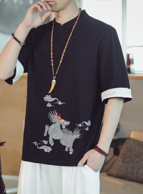 胸前脖子木珠男士挂坠狼牙长项链