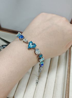 施华洛施家华子夏日海蓝显白清冷感奥地利进口水晶蓝色系手链