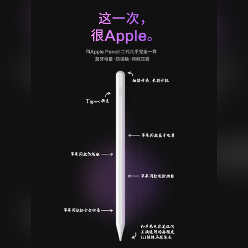 2024新款适用苹果iPad专用防误触电容笔磁吸充电iPad9代mini6pro11绘画6手写笔air5佳果apple pencil二代一 - 图0