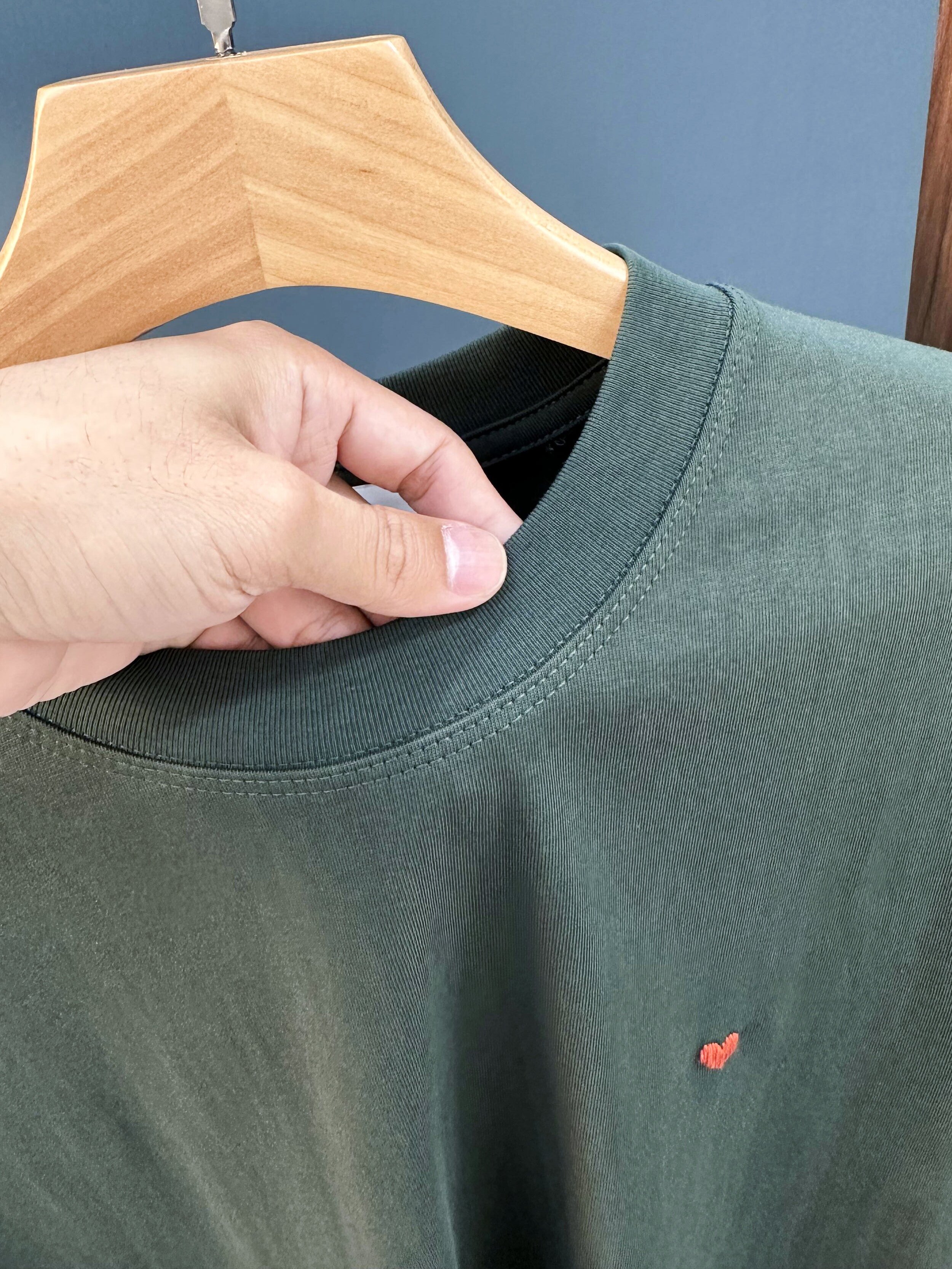 美式复古纯色短袖t恤男女简约百搭爱心印花夏季潮流半袖情侣体恤