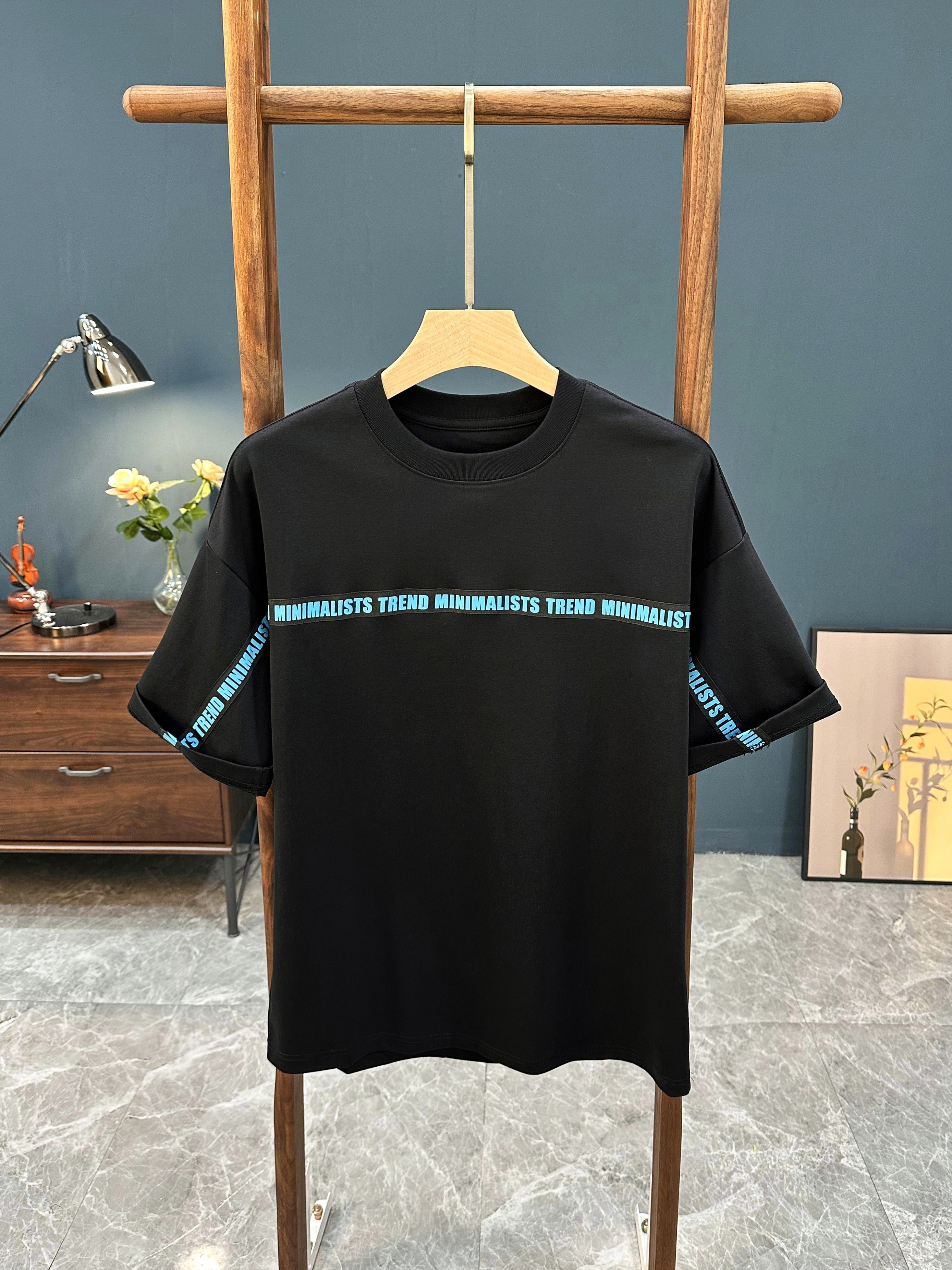 美式潮牌短袖T恤男夏季重磅字母设计感小众高街休闲宽松圆领体恤