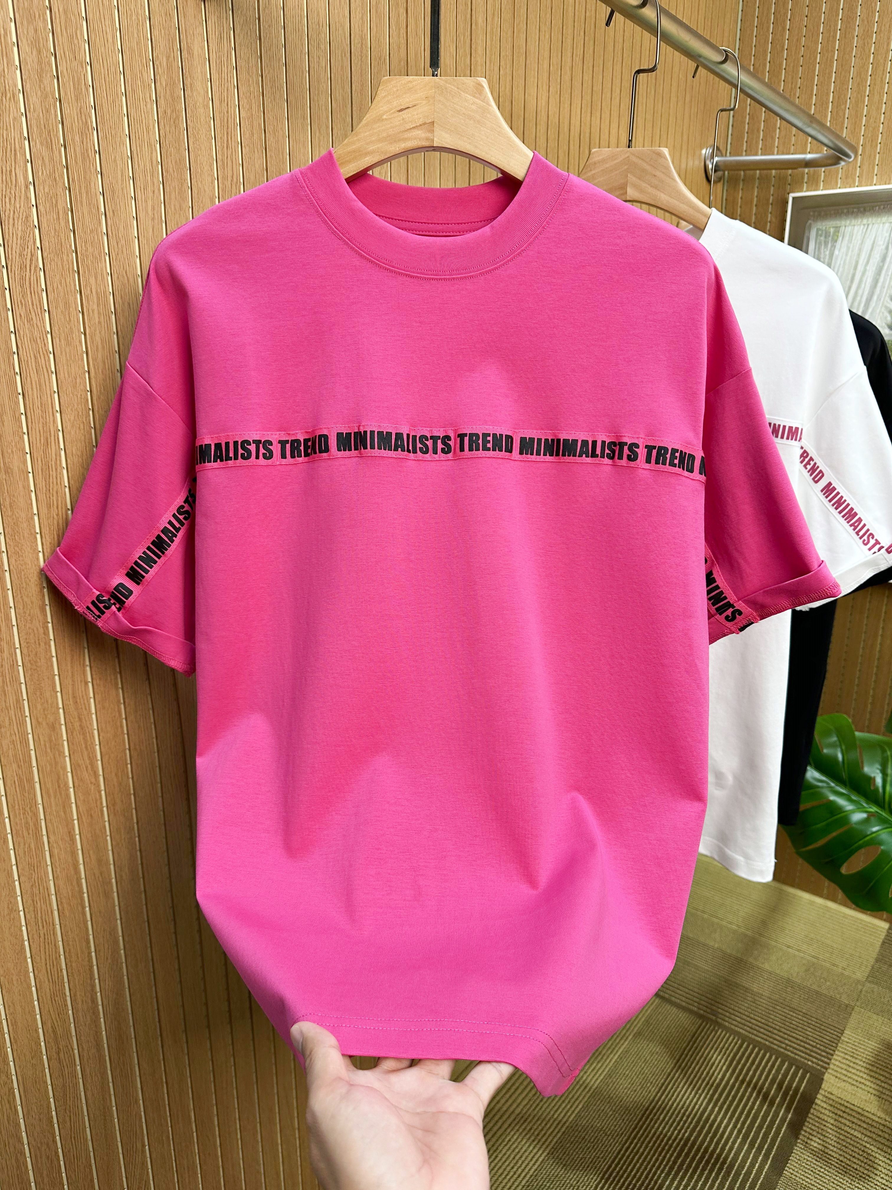 2024潮牌短袖T恤男夏季重磅字母设计感小众高街休闲宽松圆领体恤