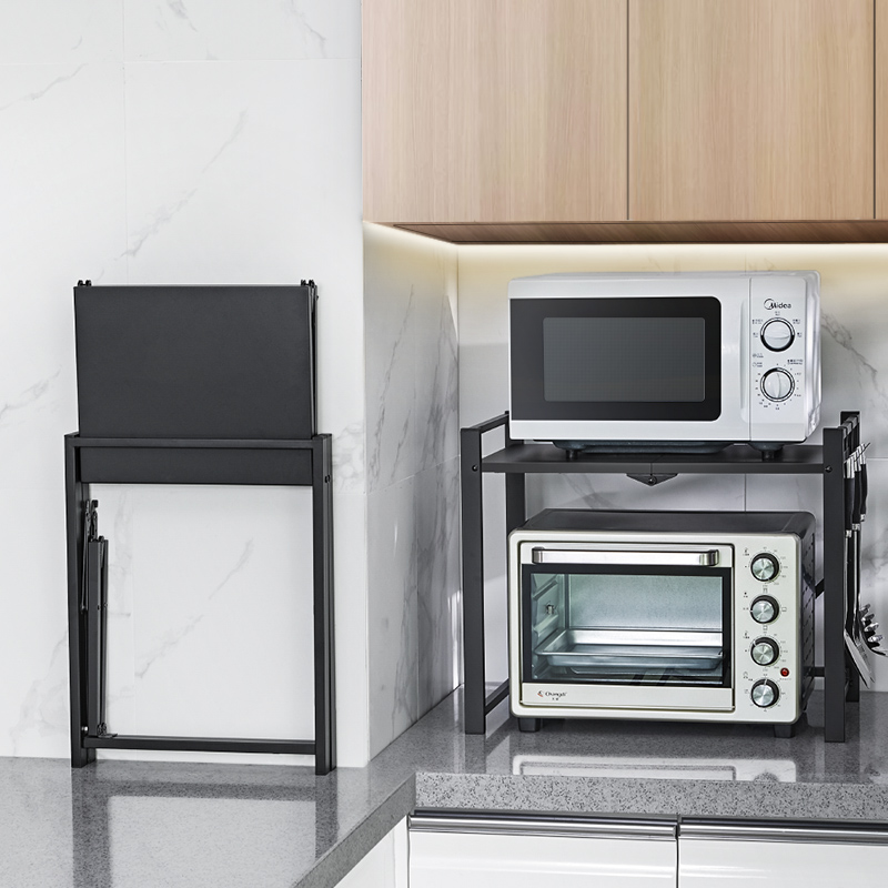 loke旗舰店微波炉置物架免安装可折叠厨房桌面台面放烤箱电饭锅电器双层收纳0