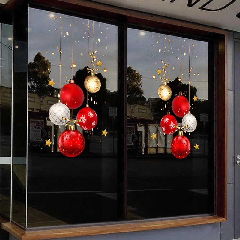 金色圣诞节氛围装饰布置橱窗静电玻璃贴纸新年马年玻璃门窗花贴,淘宝优惠券,粉丝福利购,淘宝优惠卷