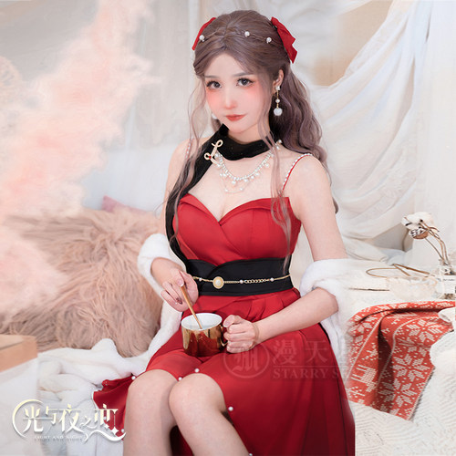 光与夜之恋陆沉女主生日荆棘鸟cos套装红色礼服连衣裙cosplay服装 - 图0